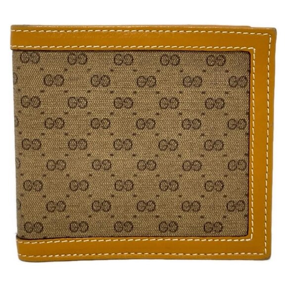 Auth GUCCI Old Gucci, Micro GG - Brown Light Brown PVC Leather Bifold Wallet - Picture 1 of 9